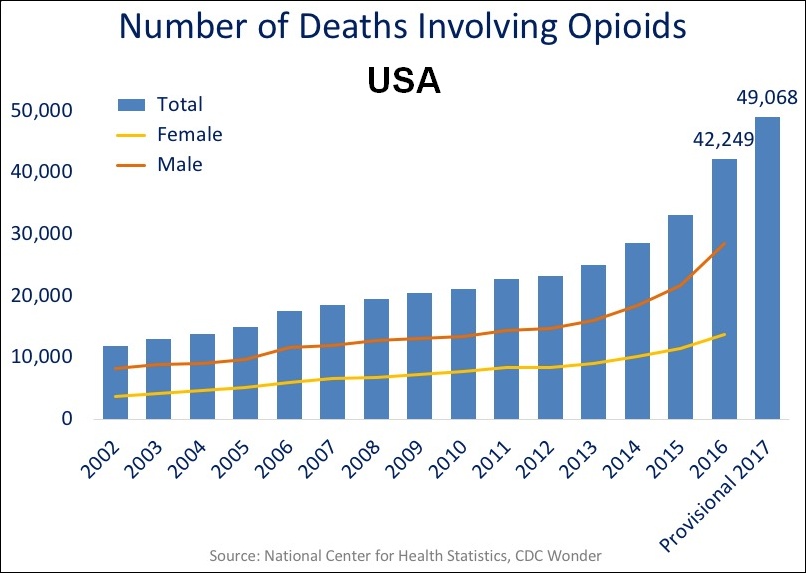 US timeline. Opioid deaths